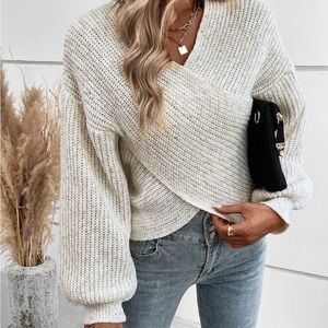 🚫SOLD🚫 Wrap Cross Knit Sweater
